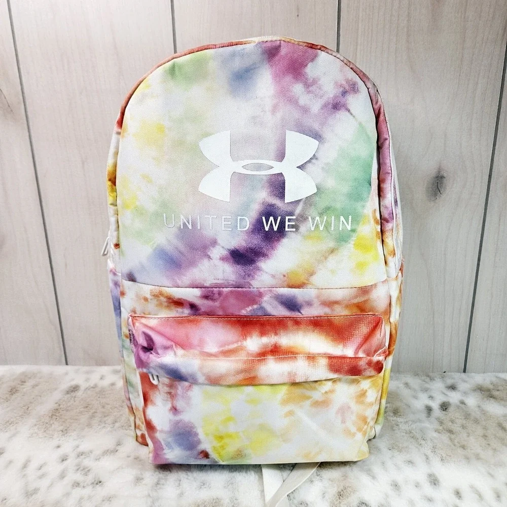 Under Armour Multi Tie Dye United We Win Backpack Rainbow Athletic School Bag